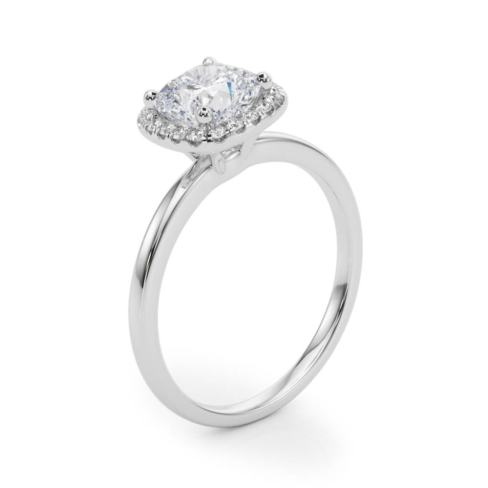 Elegant Halo Cushion Diamond Engagement Ring — 9K/18K Gold & Platinum