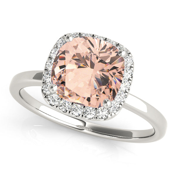 Elegant Halo Cushion Diamond Engagement Ring — 9K/18K Gold & Platinum