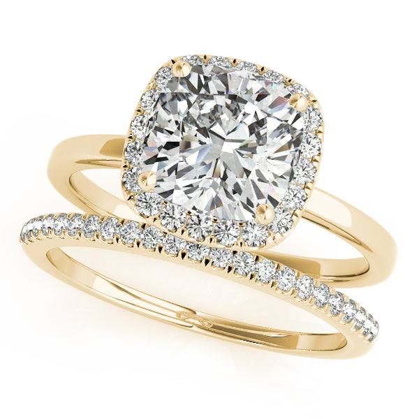 Elegant Halo Cushion Diamond Engagement Ring — 9K/18K Gold & Platinum