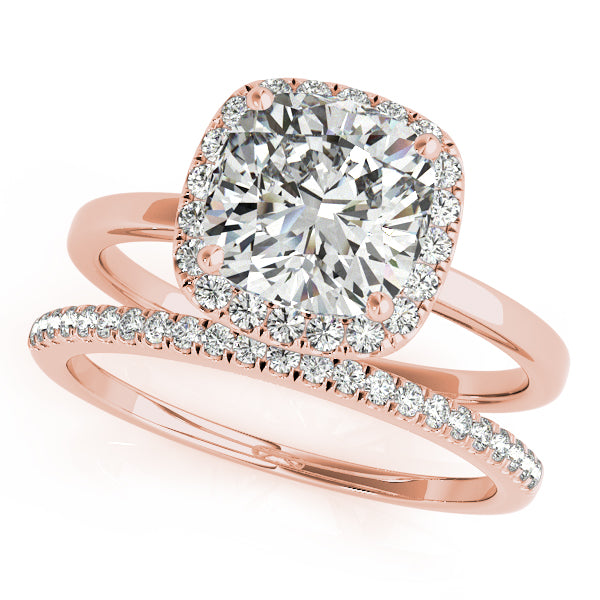 Elegant Halo Cushion Diamond Engagement Ring — 9K/18K Gold & Platinum