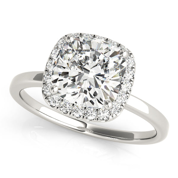 Elegant Halo Cushion Diamond Engagement Ring — 9K/18K Gold & Platinum