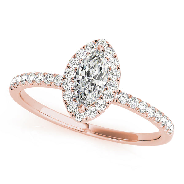 Vintage-Inspired Halo Marquise Diamond Engagement Ring — 9K/18K Gold & Platinum