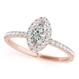 Vintage-Inspired Halo Marquise Diamond Engagement Ring — 9K/18K Gold & Platinum