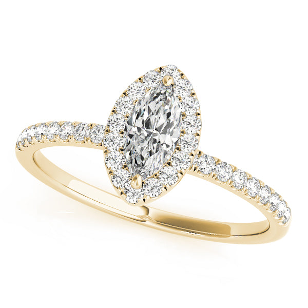 Vintage-Inspired Halo Marquise Diamond Engagement Ring — 9K/18K Gold & Platinum