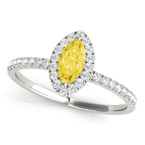 Vintage-Inspired Halo Marquise Diamond Engagement Ring — 9K/18K Gold & Platinum