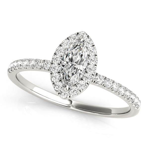 Vintage-Inspired Halo Marquise Diamond Engagement Ring — 9K/18K Gold & Platinum