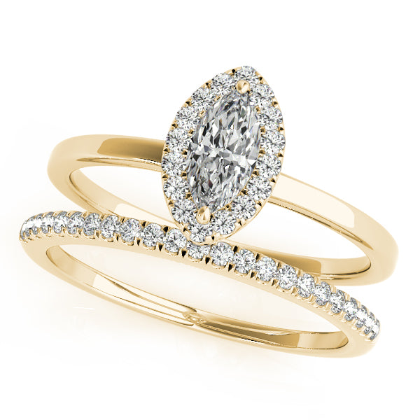 Heirloom Halo Marquise Diamond Engagement Ring — 9K/18K Gold & Platinum