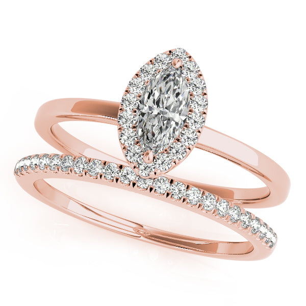 Heirloom Halo Marquise Diamond Engagement Ring — 9K/18K Gold & Platinum