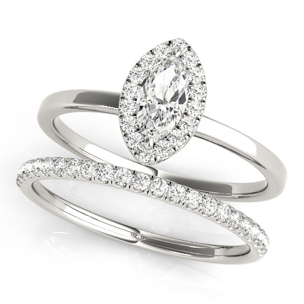 Heirloom Halo Marquise Diamond Engagement Ring — 9K/18K Gold & Platinum