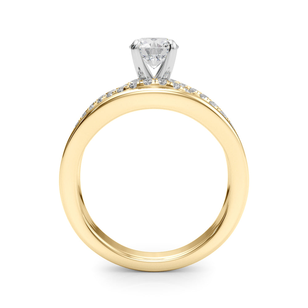 Sculpted Multi-Row Round Diamond Engagement Ring — 9K/18K Gold & Platinum