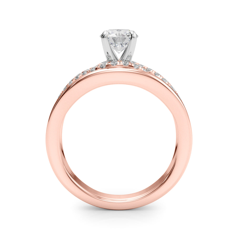 Sculpted Multi-Row Round Diamond Engagement Ring — 9K/18K Gold & Platinum