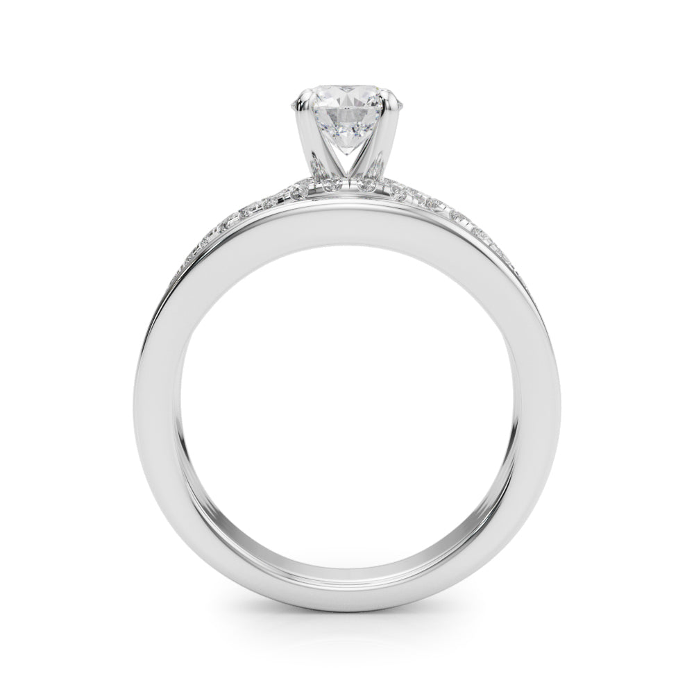 Sculpted Multi-Row Round Diamond Engagement Ring — 9K/18K Gold & Platinum
