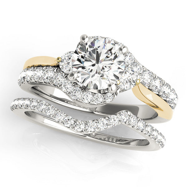 Statement Bypass Round Diamond Engagement Ring — 9K/18K Gold & Platinum