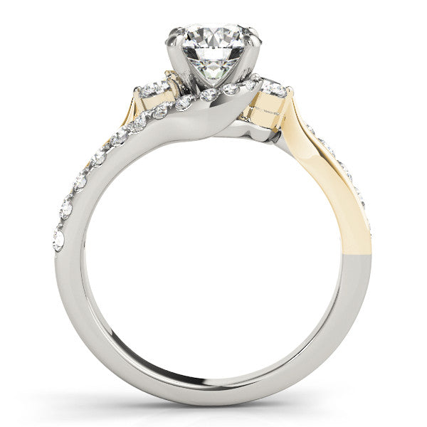 Statement Bypass Round Diamond Engagement Ring — 9K/18K Gold & Platinum