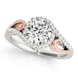 Luxe Halo Round Diamond Engagement Ring — 9K/18K Gold & Platinum