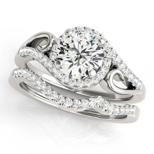 Luxe Halo Round Diamond Engagement Ring — 9K/18K Gold & Platinum