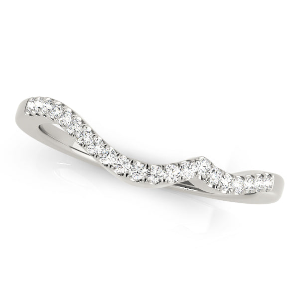 Single Row Wedding Curved Bands Half Eternity Ring in Gold & Platinum