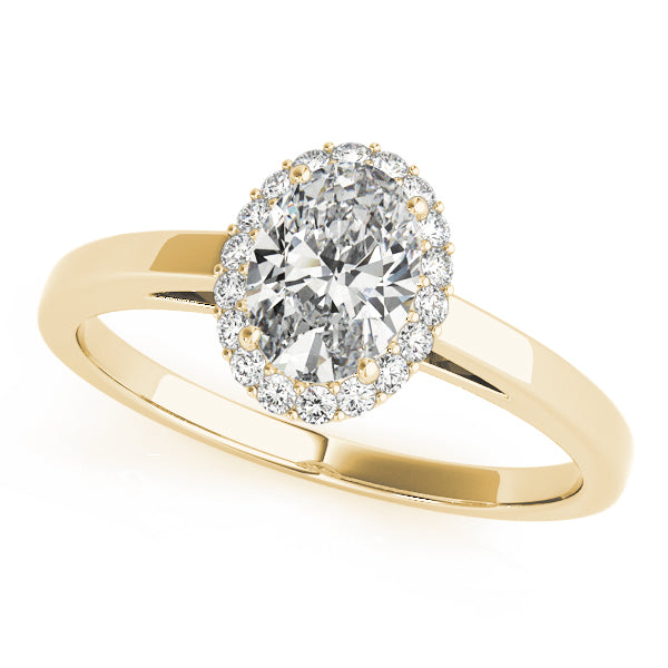Refined Halo Oval Diamond Engagement Ring — 9K/18K Gold & Platinum