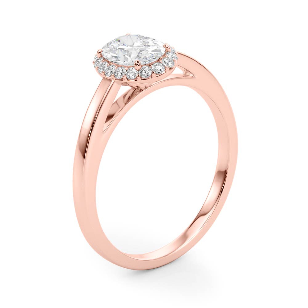 Refined Halo Oval Diamond Engagement Ring — 9K/18K Gold & Platinum