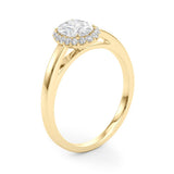 Refined Halo Oval Diamond Engagement Ring — 9K/18K Gold & Platinum