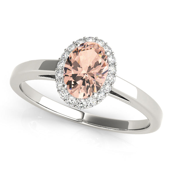 Refined Halo Oval Diamond Engagement Ring — 9K/18K Gold & Platinum