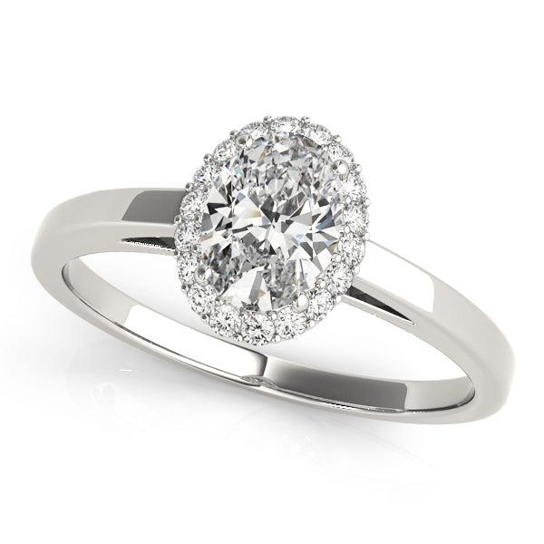 Refined Halo Oval Diamond Engagement Ring — 9K/18K Gold & Platinum