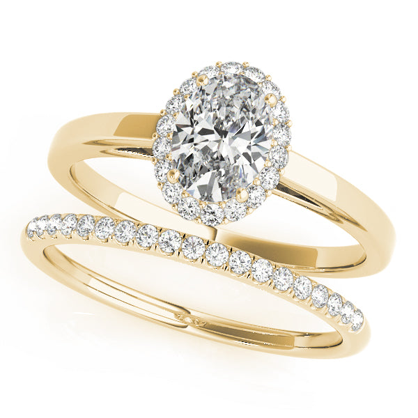 Refined Halo Oval Diamond Engagement Ring — 9K/18K Gold & Platinum