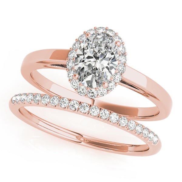 Refined Halo Oval Diamond Engagement Ring — 9K/18K Gold & Platinum