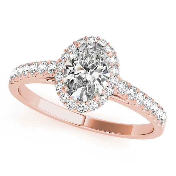 Iconic Halo Oval Diamond Engagement Ring — 9K/18K Gold & Platinum