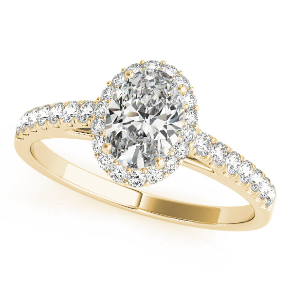 Iconic Halo Oval Diamond Engagement Ring — 9K/18K Gold & Platinum