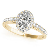 Iconic Halo Oval Diamond Engagement Ring — 9K/18K Gold & Platinum