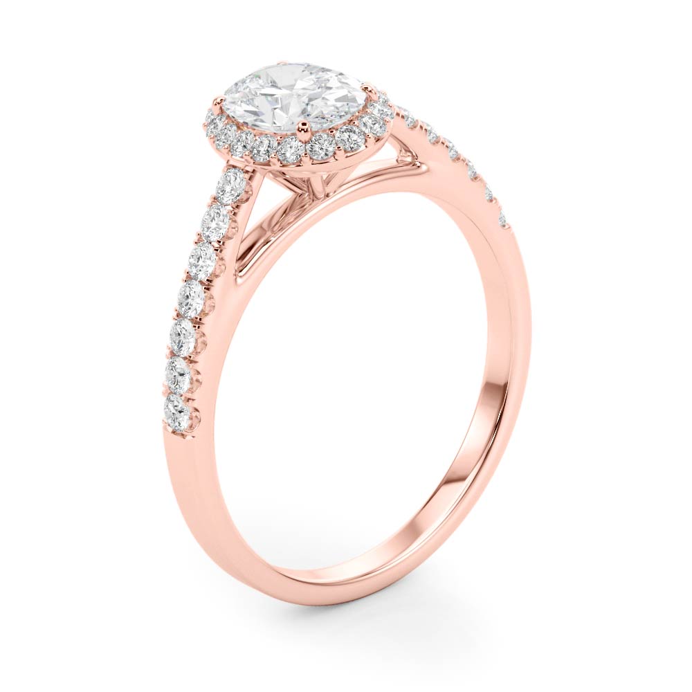 Iconic Halo Oval Diamond Engagement Ring — 9K/18K Gold & Platinum