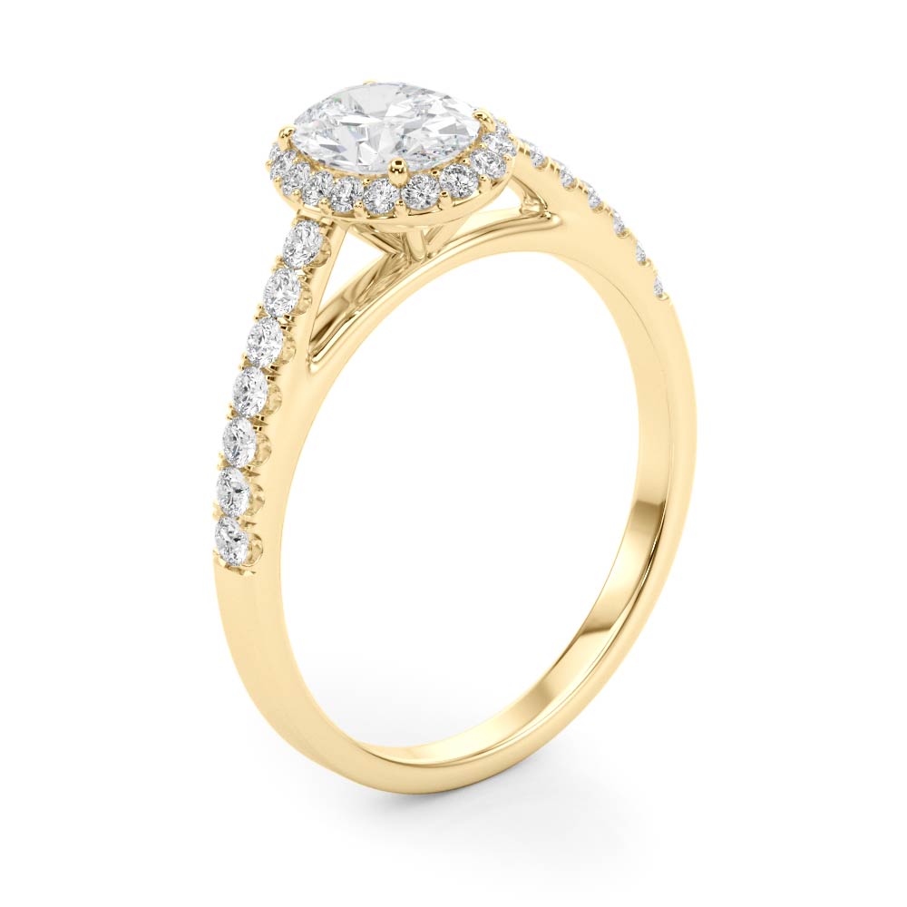 Iconic Halo Oval Diamond Engagement Ring — 9K/18K Gold & Platinum