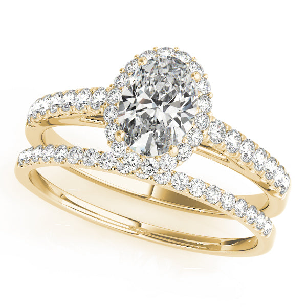 Iconic Halo Oval Diamond Engagement Ring — 9K/18K Gold & Platinum