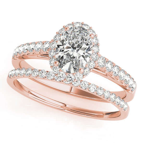 Iconic Halo Oval Diamond Engagement Ring — 9K/18K Gold & Platinum