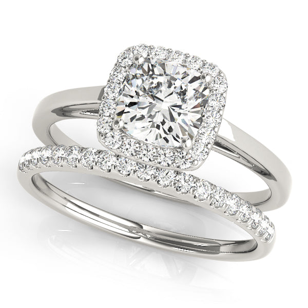 Signature Halo Cushion Diamond Engagement Ring — 9K/18K Gold & Platinum