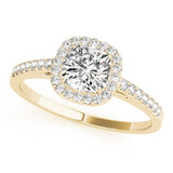 Artisan Halo Cushion Diamond Engagement Ring — 9K/18K Gold & Platinum