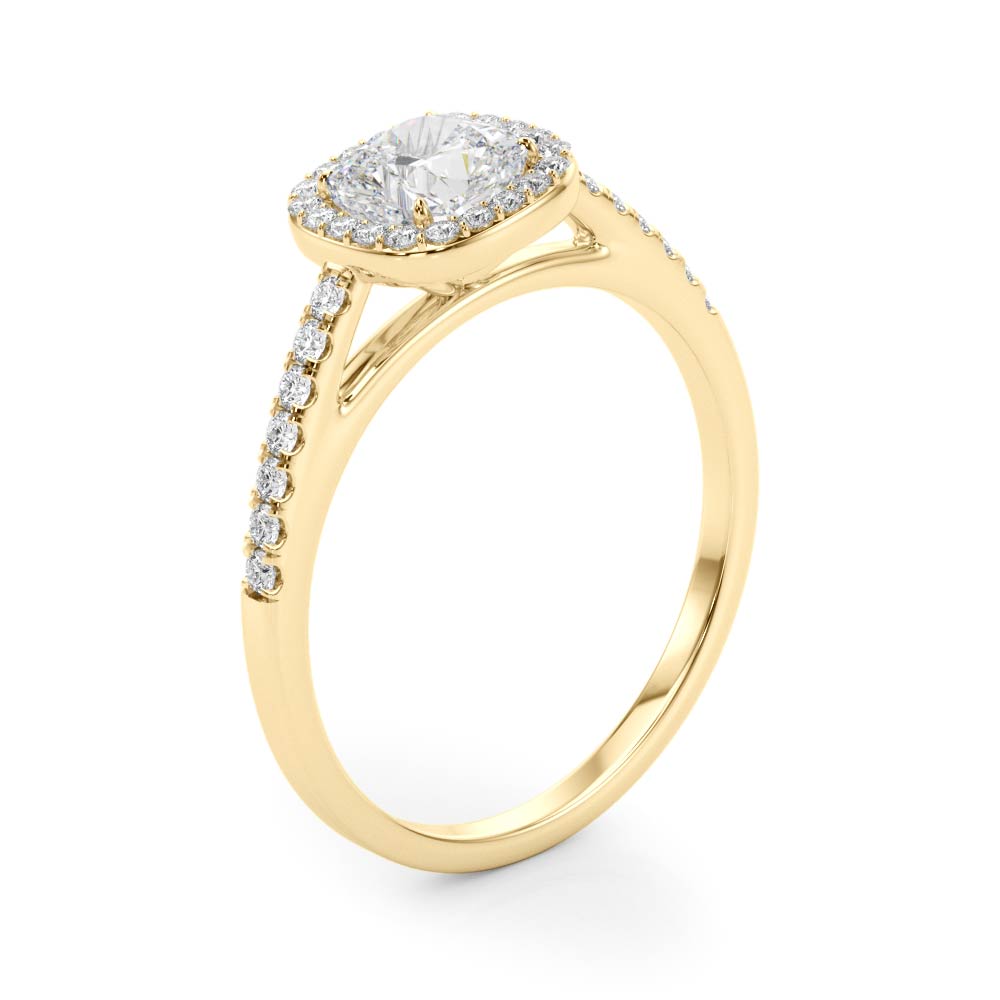 Artisan Halo Cushion Diamond Engagement Ring — 9K/18K Gold & Platinum