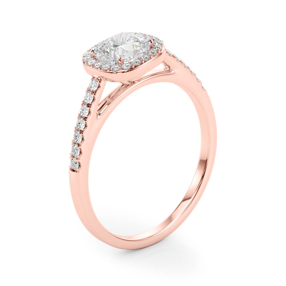 Artisan Halo Cushion Diamond Engagement Ring — 9K/18K Gold & Platinum