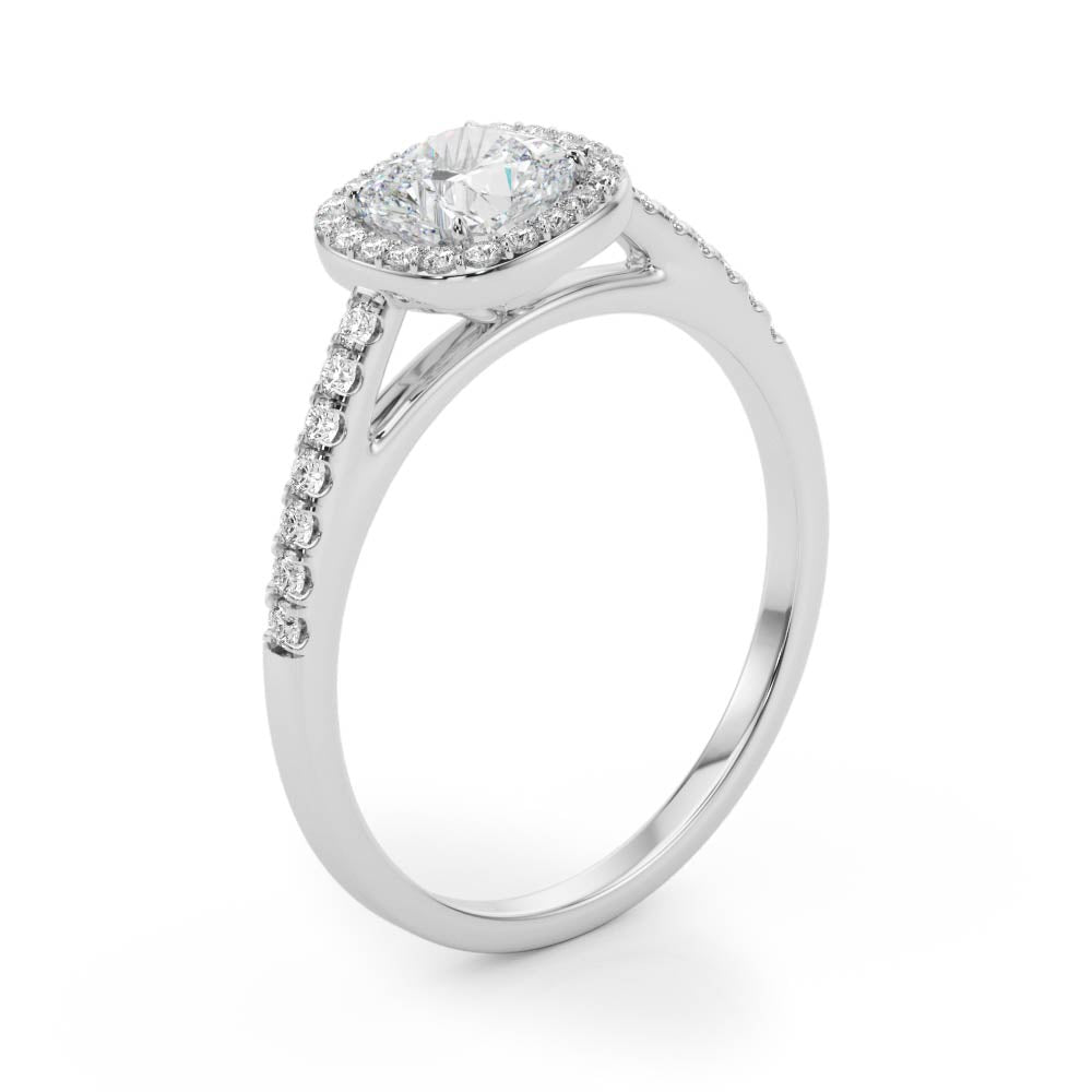 Artisan Halo Cushion Diamond Engagement Ring — 9K/18K Gold & Platinum