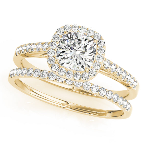 Artisan Halo Cushion Diamond Engagement Ring — 9K/18K Gold & Platinum
