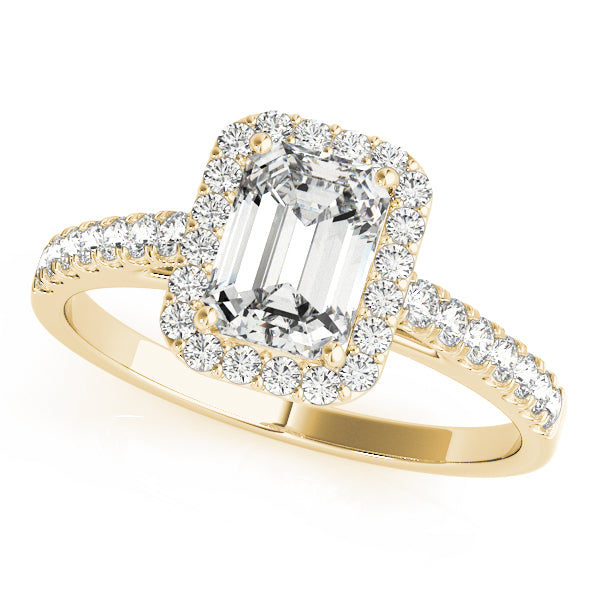 Exquisite Halo Emerald Diamond Engagement Ring — 9K/18K Gold & Platinum