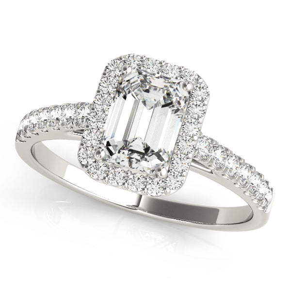 Exquisite Halo Emerald Diamond Engagement Ring — 9K/18K Gold & Platinum