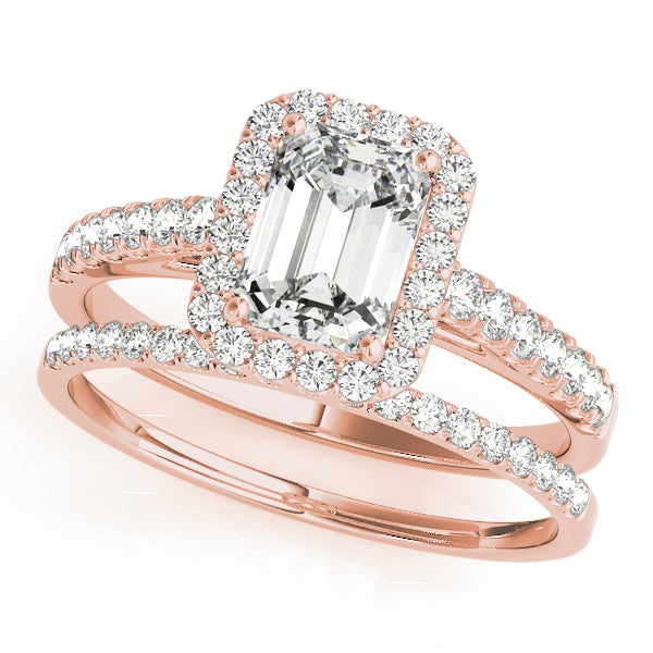 Exquisite Halo Emerald Diamond Engagement Ring — 9K/18K Gold & Platinum