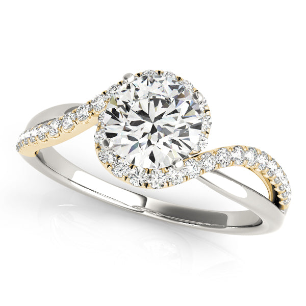 Vintage-Inspired Bypass Round Diamond Engagement Ring — 9K/18K Gold & Platinum