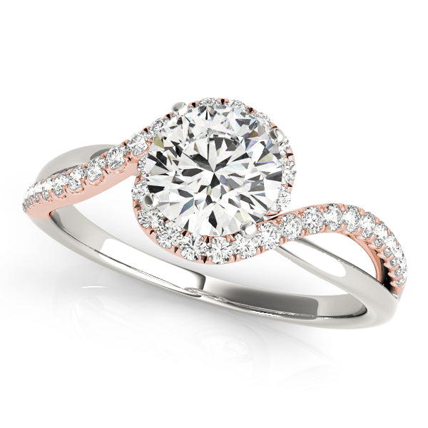 Vintage-Inspired Bypass Round Diamond Engagement Ring — 9K/18K Gold & Platinum