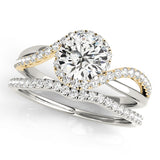 Vintage-Inspired Bypass Round Diamond Engagement Ring — 9K/18K Gold & Platinum