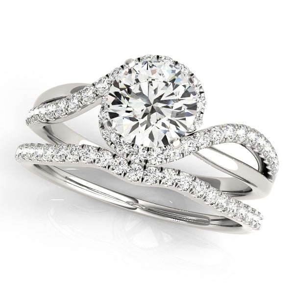 Vintage-Inspired Bypass Round Diamond Engagement Ring — 9K/18K Gold & Platinum