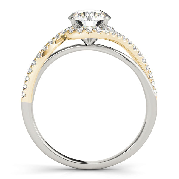Vintage-Inspired Bypass Round Diamond Engagement Ring — 9K/18K Gold & Platinum