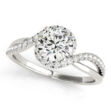 Vintage-Inspired Bypass Round Diamond Engagement Ring — 9K/18K Gold & Platinum